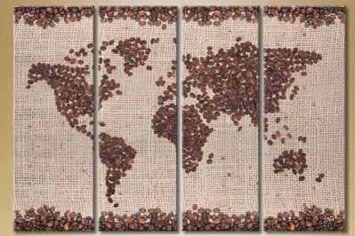 Модульные картины Полиптих, кофе карта мира Eda6689 фото