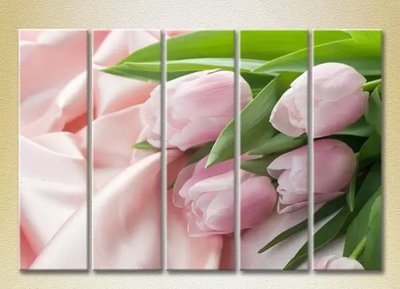 Модульные картины Розовые тюльпаны на шелковой ткани_05 TSv9839 фото