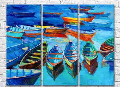 Триптих Рисунок лодок у берега Mor10089 фото