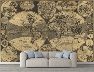 Фотообои Старая карта мира 17 век, винтаж Sta2289 фото