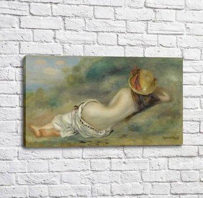 Картина Pierre Auguste Renoir Bather in Hat Laying on the Grass, 1892 Ren14040 фото