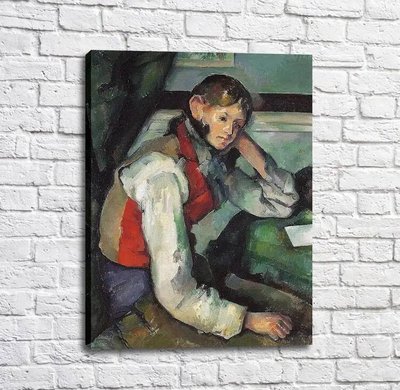 Pictură Cezann Boy într-o vestă roșie Sez11789 фото