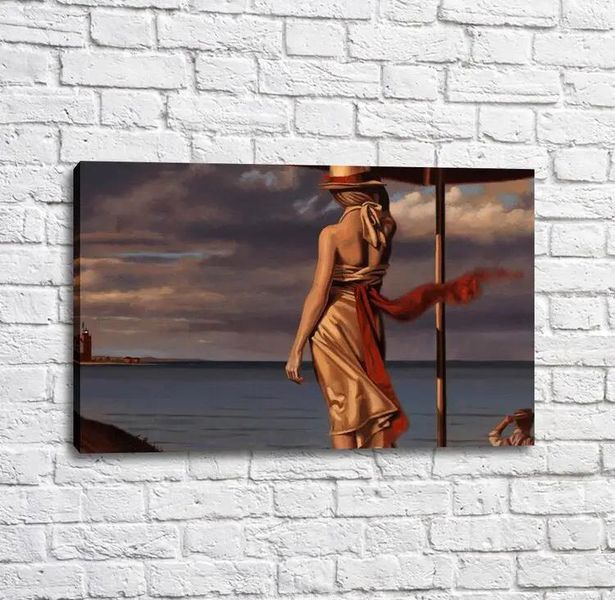 Постер Девушка в платье на фоне моря, Перегрин Хиткот Put17220 фото