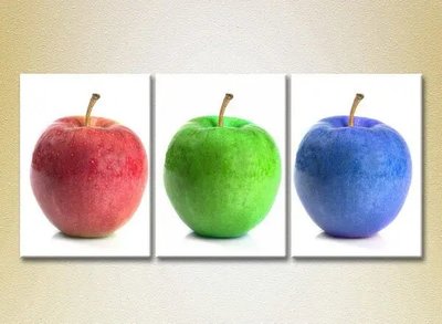 Модульные картины Три цветных яблока_01 Eda10648 фото