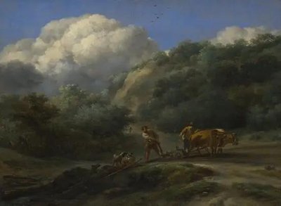 A Man and a Youth ploughing with Oxen Pey12849 фото