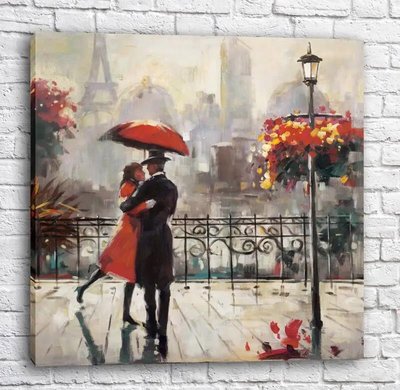 Poster Cuplu cu o umbrelă pe fundalul Turnului Eiffel Fig16668 фото