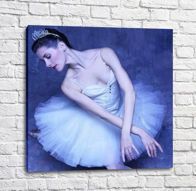 Poster Balerina într-o tutu albă pe fond albastru, balet Tan18260 фото