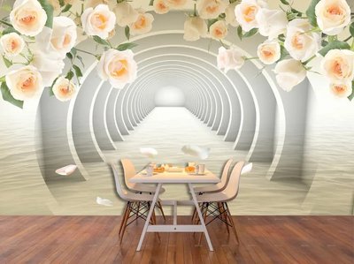Арка из роз над водой на фоне туннеля в перспективе 3D4699 фото