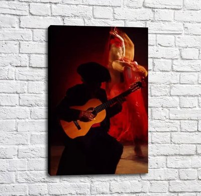 Постер Мужчина с гитарой и Кармен в красном платье Tan17729 фото
