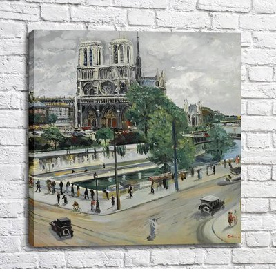 Pictură de Lucien Hadrion - Catedrala Notre Dame de pe digul Senei Imp12300 фото