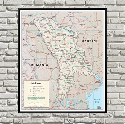 Harta administrativă a Moldovei, în limba engleză Kar14806 фото
