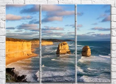Триптих Обрывистый берег моря и две скалы Mor9950 фото