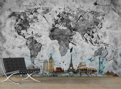 Hartă gri abstractă peste repere ale orașelor lumii Abs1000 фото