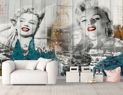 Portrete ale lui Marilyn Monroe pe fundal vintage Ret4300 фото
