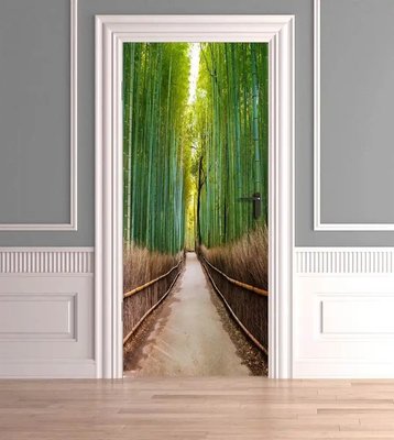 3Д наклейка на дверь, Бамбуковый лес STD46 фото