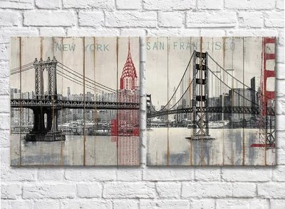Модульные картины Wood New York Brooklyn Bridge Ark9251 фото