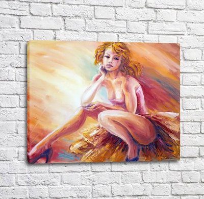 Постер Сексуальная танцовщица на разноцветном фоне, масло Tan17785 фото
