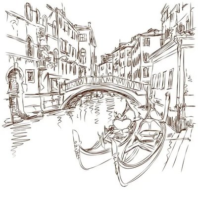 Фотообои Гондолы Венеции рисованный, Италия Gor4101 фото