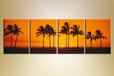 Модульные картины Полиптих,-пальмы-на-закате Mor9602 фото