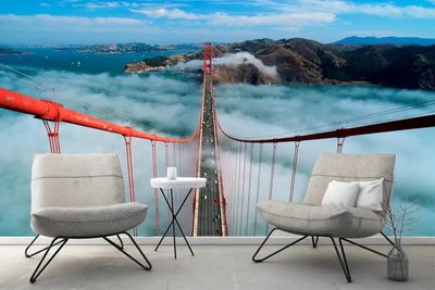 Fototapet Podul Golden Gate pe fundalul munților și norilor Ark2102 фото