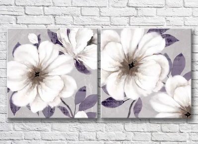 Tablouri modulare Maci albi petale liliac TSv6902 фото