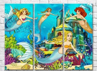 Триптих Четыре русалки и замок на морском дне Mor10002 фото