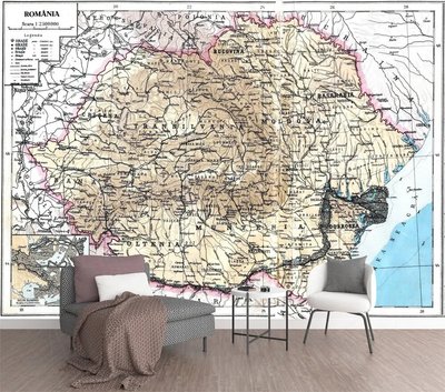 Фотообои Старая карта Румынии, винтаж Sta2302 фото