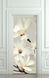 3Д наклейка на дверь, Веточка с белыми цветами на сером фоне D216 фото 2