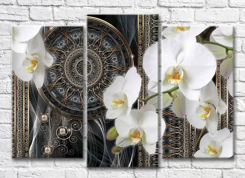Триптих Белая орхидея на абстрактном фоне 3D7802 фото