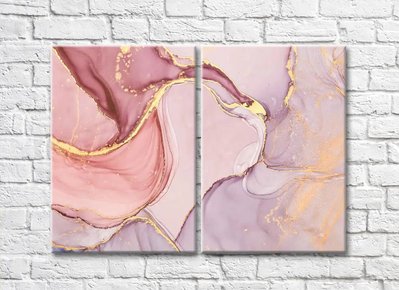 Розовая мраморная текстура с золотыми прожилками, диптих Abs5553 фото