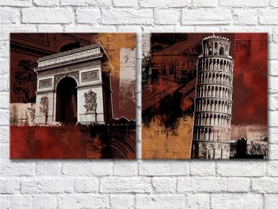 Модульные картины Building Big Ben Tower of Pisa Arc de Triomphe_1 Ark9253 фото