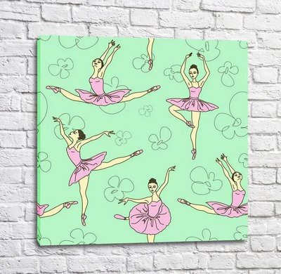 Постер Балерины в розовых плятьях на зеленом фоне Tan18265 фото