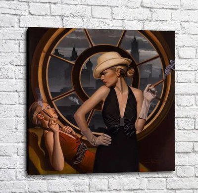 Постер Две очаровательные дамы курят сигары, Перегрин Хиткот Put17337 фото