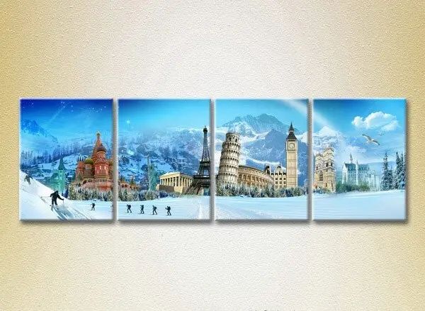 Модульные картины Памятники мировой архитектуры на зимнем фоне_02 Gor6653 фото