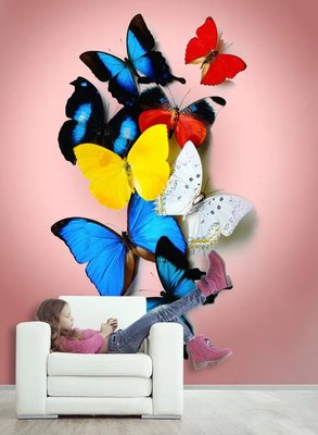 Фотообои 3Д бабочки на розовом фоне 3D5054 фото