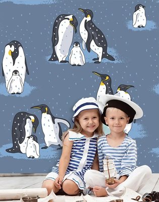 Семья пингвинов на темно синем фоне Fot704 фото