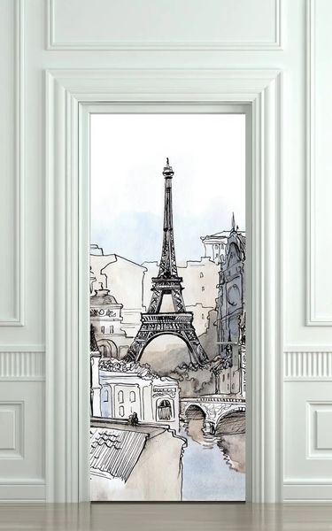 Autocolant 3D pentru ușă, Turnul Eiffel ST319 фото