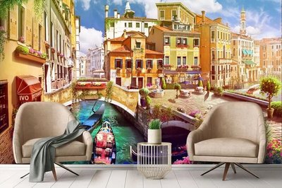 Фреска Увнвлы Венеции, гондола и терраса Fre4454 фото