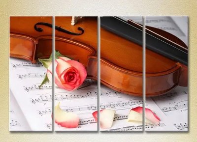 Модульные картины Лепестки роз и скрипка TSv8004 фото