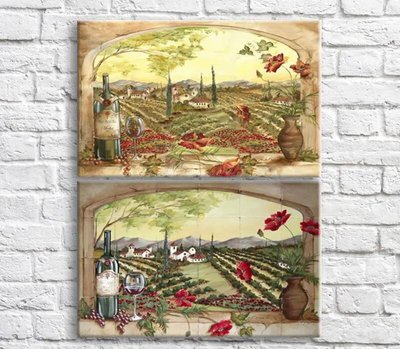 Картина Вино и арка с видом на поле, диптих Eda9004 фото