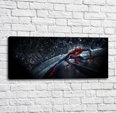 Постер Бесстрашный человек паук на фоне мрачного города Mul16224 фото