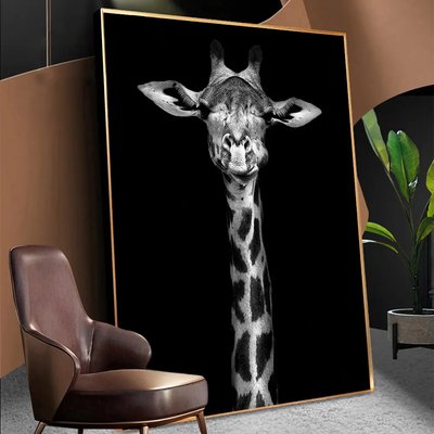 Girafă pe fond negru, BW ZHi14555 фото