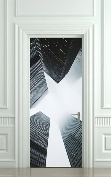Autocolant 3D pentru ușă, Zgârie-nori ST318 фото