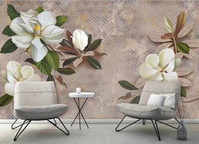 Flori mari de magnolie, pe fond maro TSv55 фото