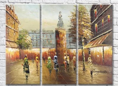 Триптих Городская площадь с памятником Sre7555 фото