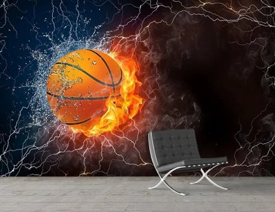 Баскетбольный мяч на фоне воды и огня Spo2805 фото