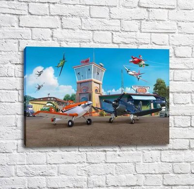 Poster Dusty fieldsfield și prietenii lui pe fundalul aeroportului Mul16275 фото
