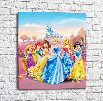 Постер Прекрасные принцессы на розовом фоне Mul16375 фото