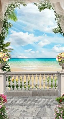 Фреска арка и вид на пляж, море Fre3906 фото