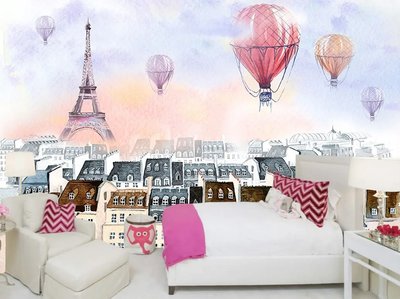 Эйфелева башня и воздушные шары над парижскими крышами домов Fot506 фото